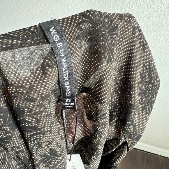 New Walter Baker Lynn Sheer Top Women's XS Button Down Front Black Lace Print - Picture 6 of 7